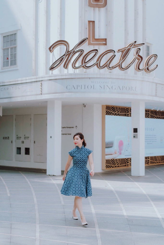 Ah Keow Swing Dress In Blue Modern Batik