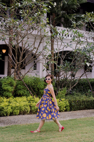 Lanz Inspired Dress in Blue Batik