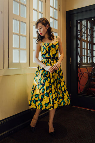 Florence Swing Dress in Navy Lemons