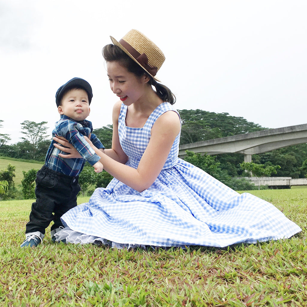 Powder Blue Gingham Piper Dress