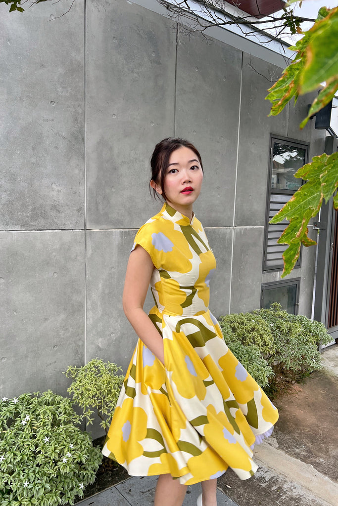 Kooi Lian Swing Dress in Yellow Floral