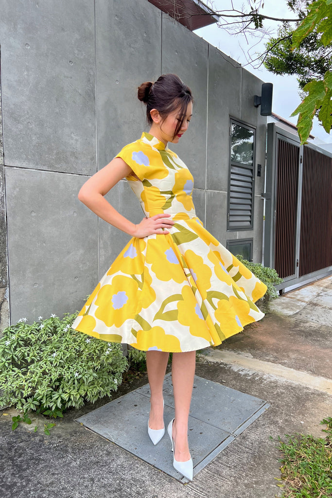 Kooi Lian Swing Dress in Yellow Floral