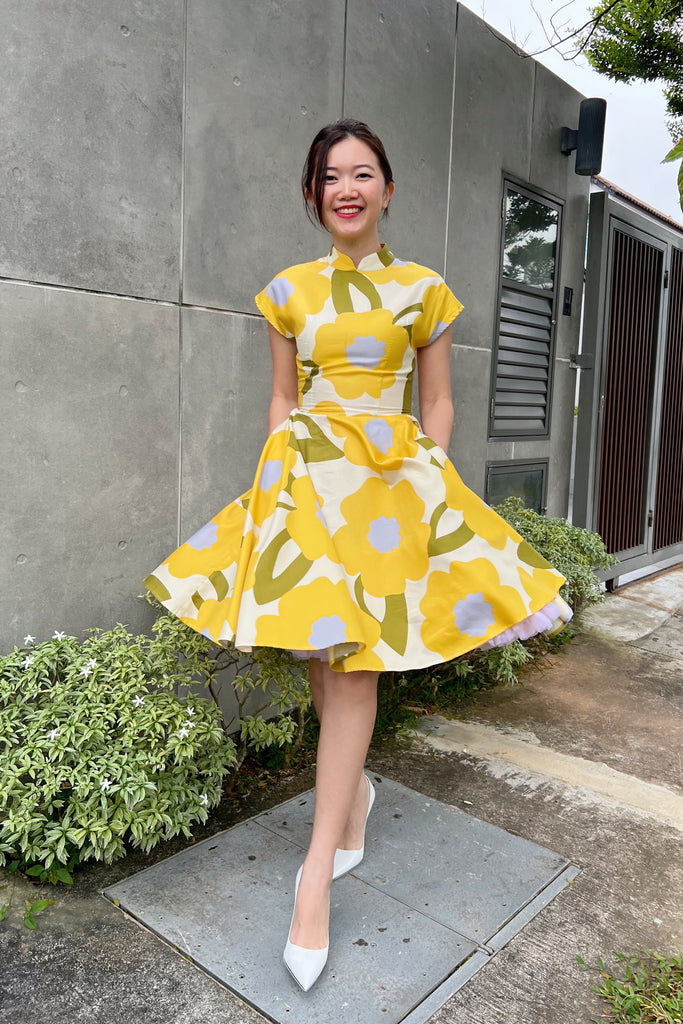 Kooi Lian Swing Dress in Yellow Floral