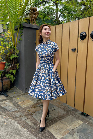 Harmon Swing Dress in Teal Conservatory