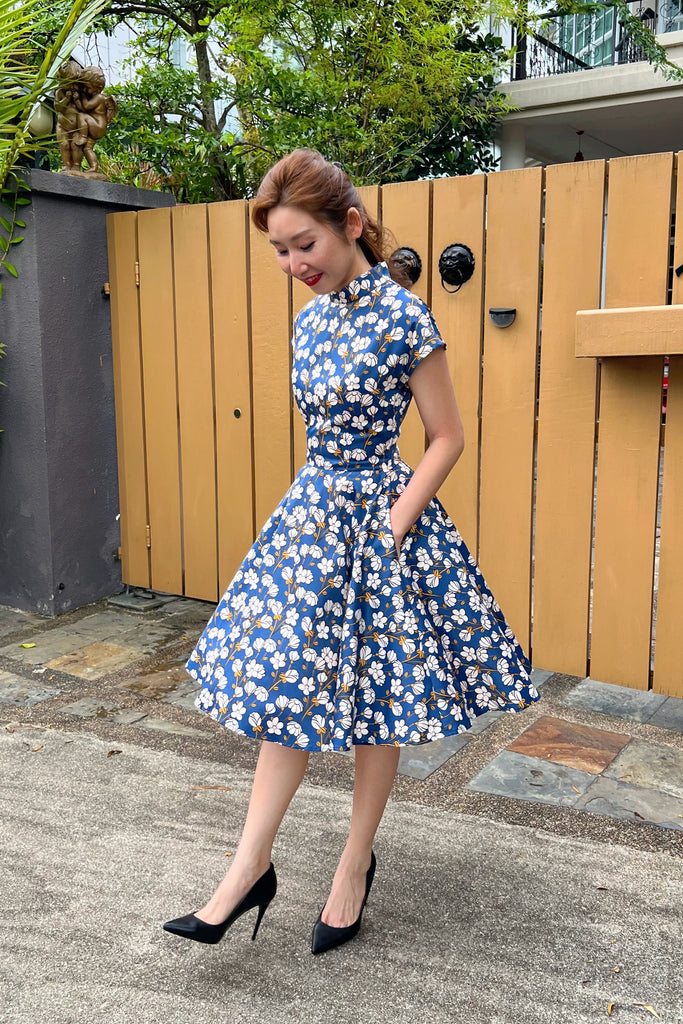 Kooi Lian Swing Dress in Lapis Floral