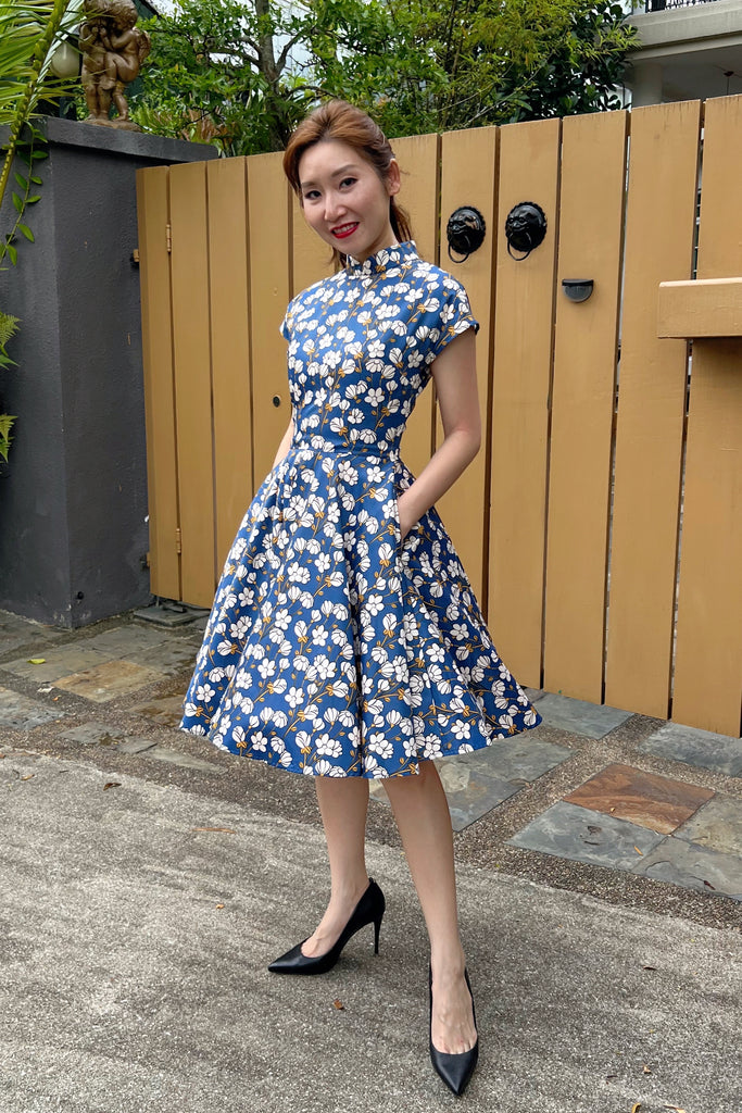 Kooi Lian Swing Dress in Lapis Floral