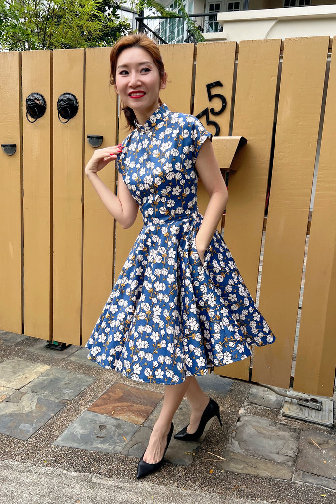 Kooi Lian Swing Dress in Lapis Floral