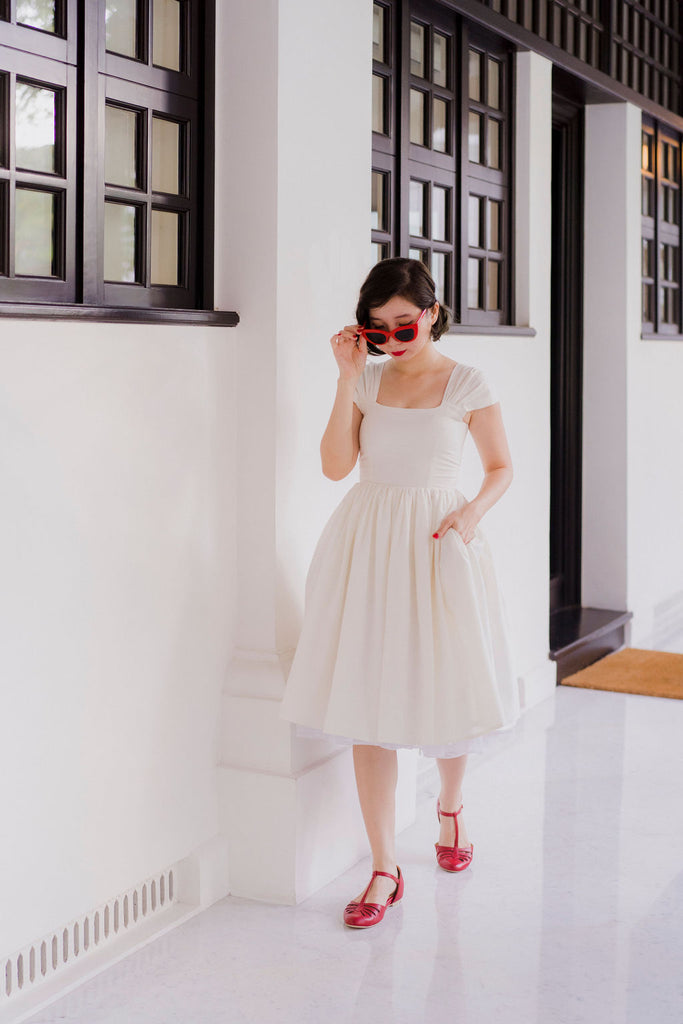 Harmon Swing Dress in Cream Linen