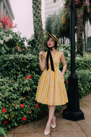 Summer Swing Dress in Navy Stripes