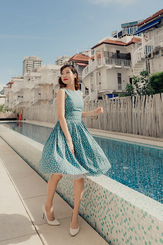 Aqua Magnollia Yu Yan 2 Piece Cheongsam