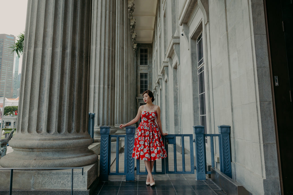 Lanz Inspired Dress in Retro Red