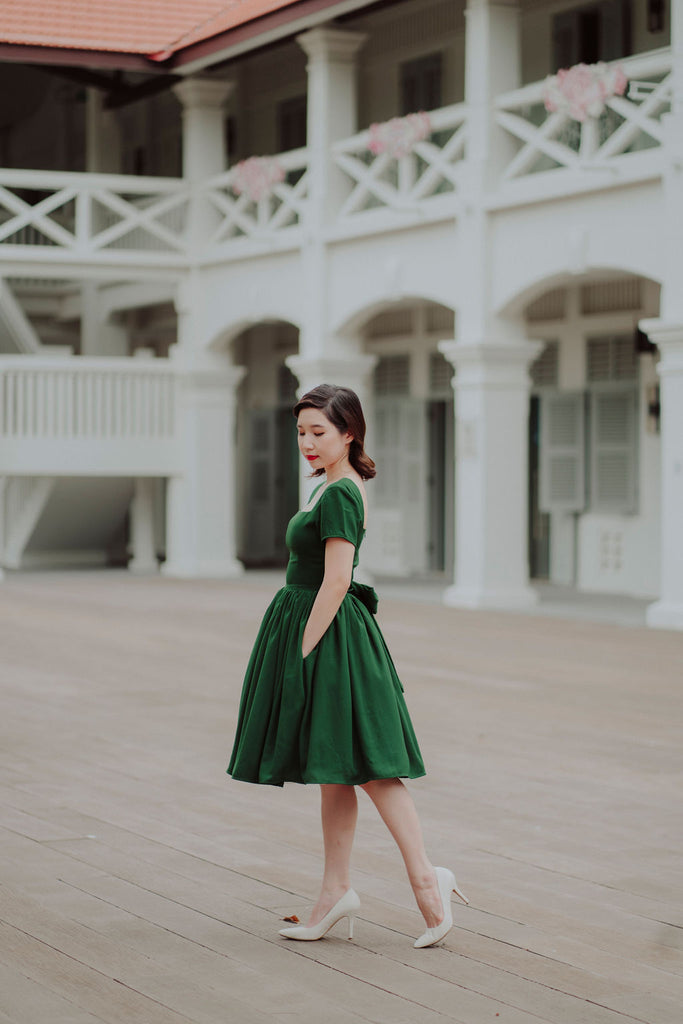 Peggy O Dress in Emerald