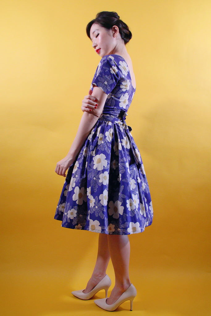 Tweedle Swing Dress in Blue Floral