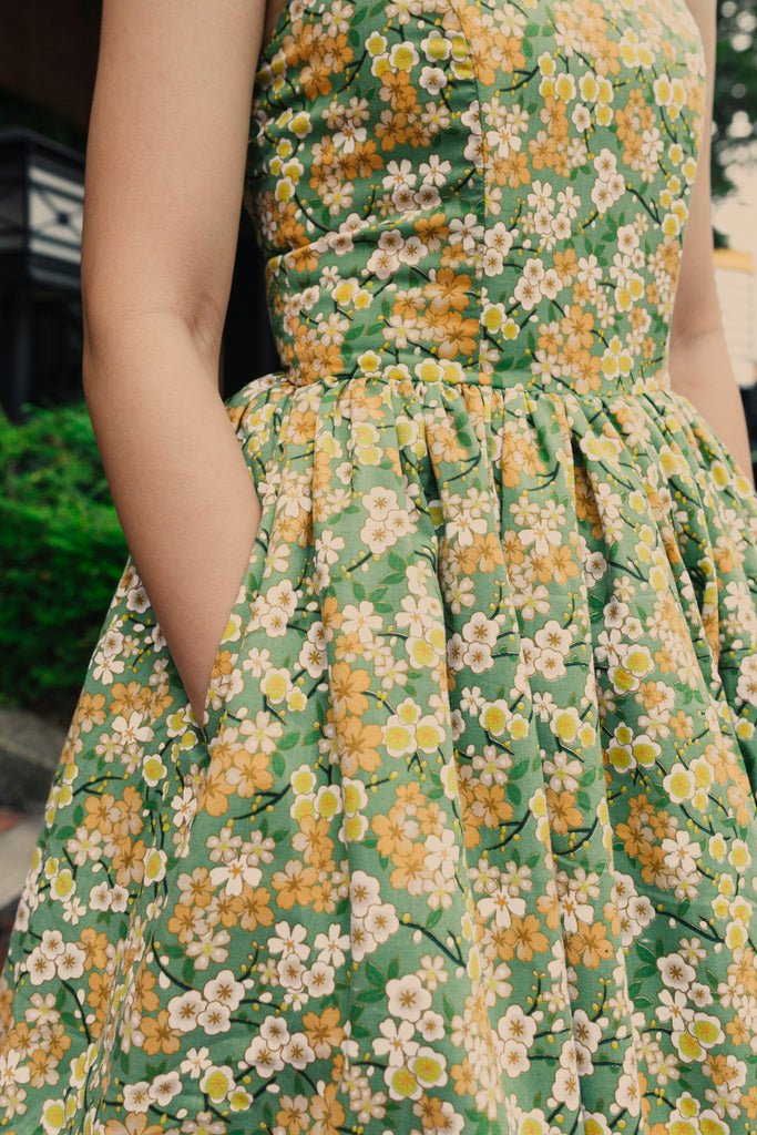 Hana Swing Dress in Green Tea Sakura